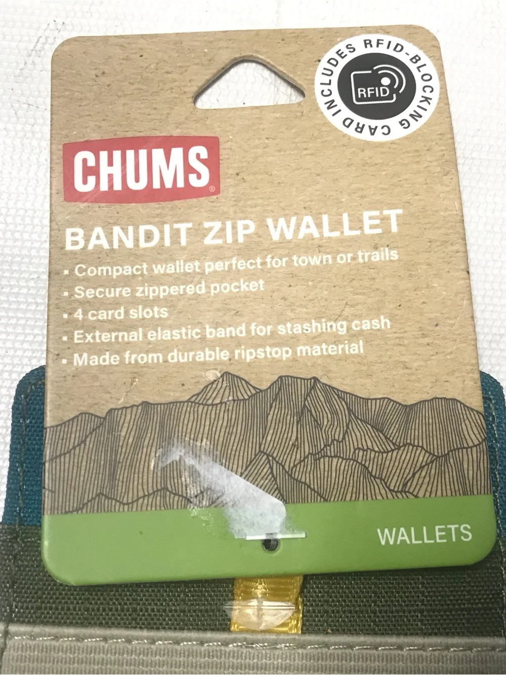 Chums Bandit Zip Wallet RFID Blocking Card Green Blue Teal Turquoise New